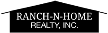 A black and white photo of the logo for rich-n-home realty, inc.