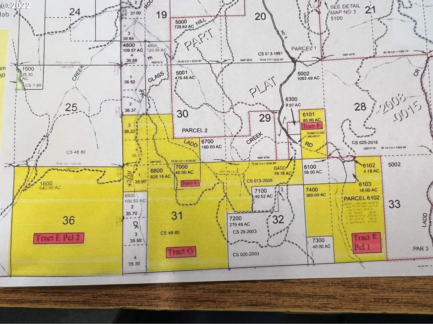 A map of the area with red and yellow markers.